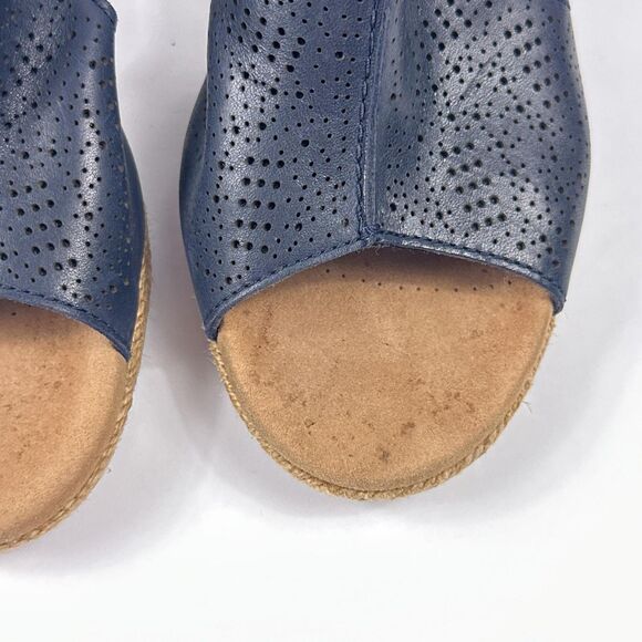 Clarks Lafley Rosen Sandals Womens 8.5 Navy Wedge Slingback Espadrille Cushion - Picture 9 of 11